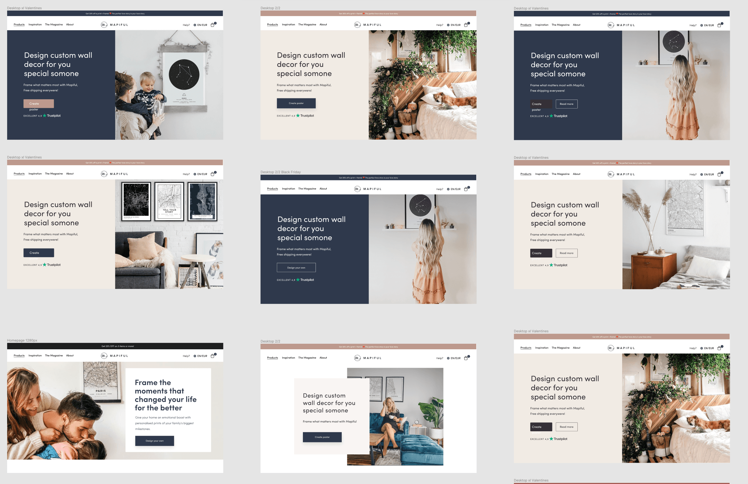 Collage of different hero design.