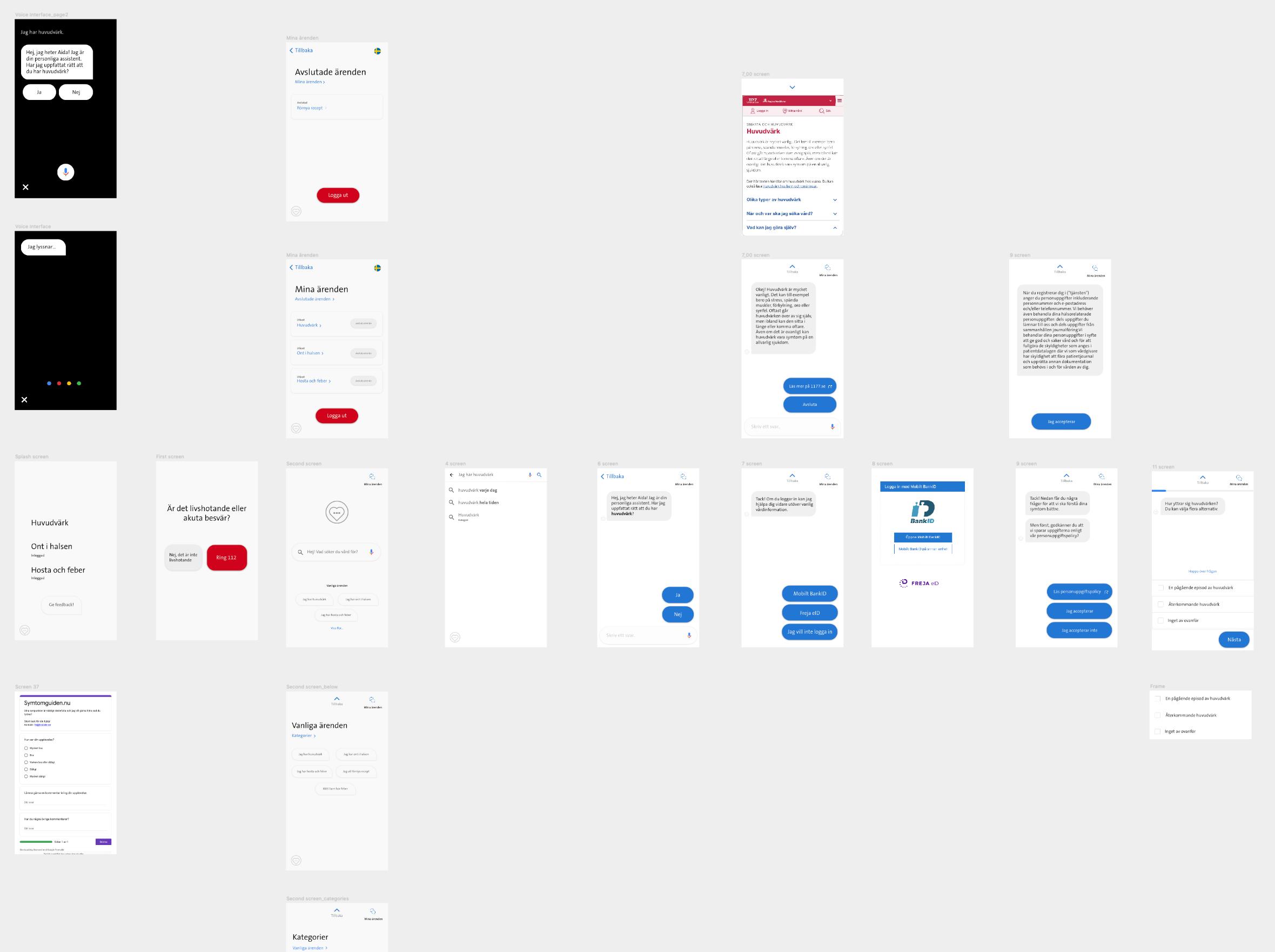 A collection of screenshots displaying the user interface of a mobile app with various design layouts and features.